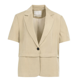 YAYA YAYA Geweven blazer met korte mouwen en afritsbare zoom