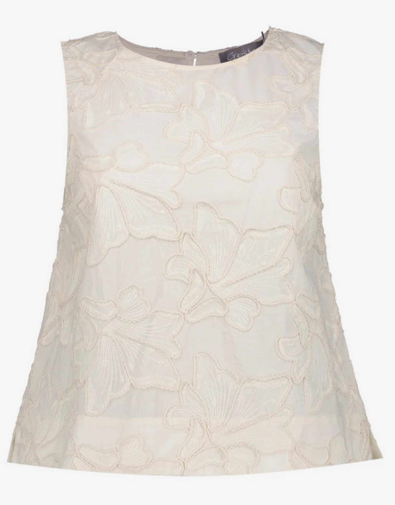 Geisha Geisha top met gestikte bloemdetails