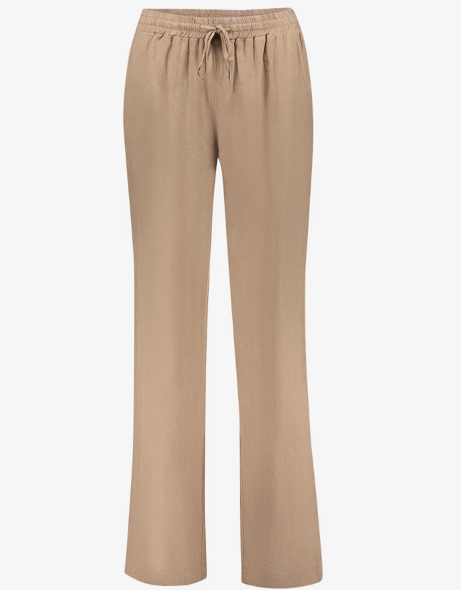 Geisha Geisha pantalon met linnenlook bruin