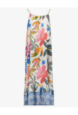 Geisha Geisha maxi jurk multicolor met lurex bandjes en volant
