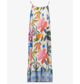 Geisha Geisha maxi jurk multicolor met lurex bandjes en volant