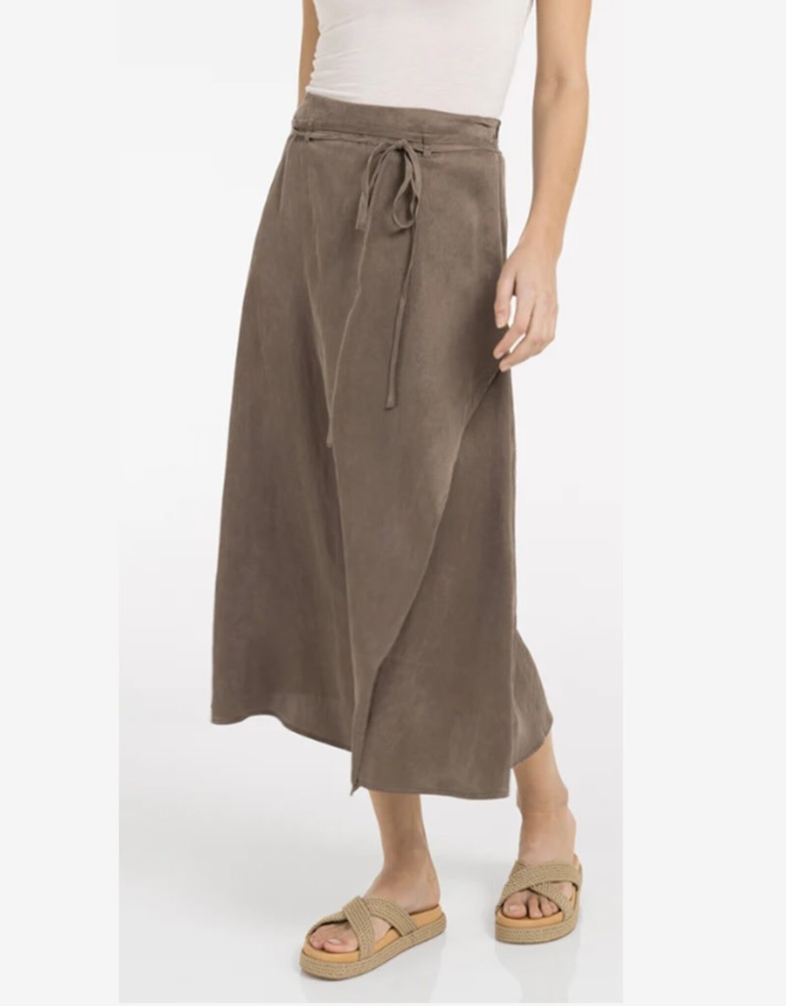 YAYA YAYA  Midi rok met overslag-effect en strikceintuur Bruin