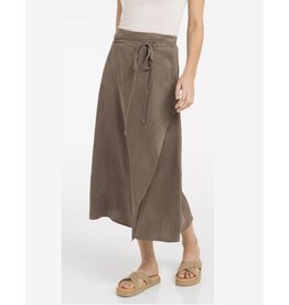 YAYA YAYA  Midi rok met overslag-effect en strikceintuur Bruin