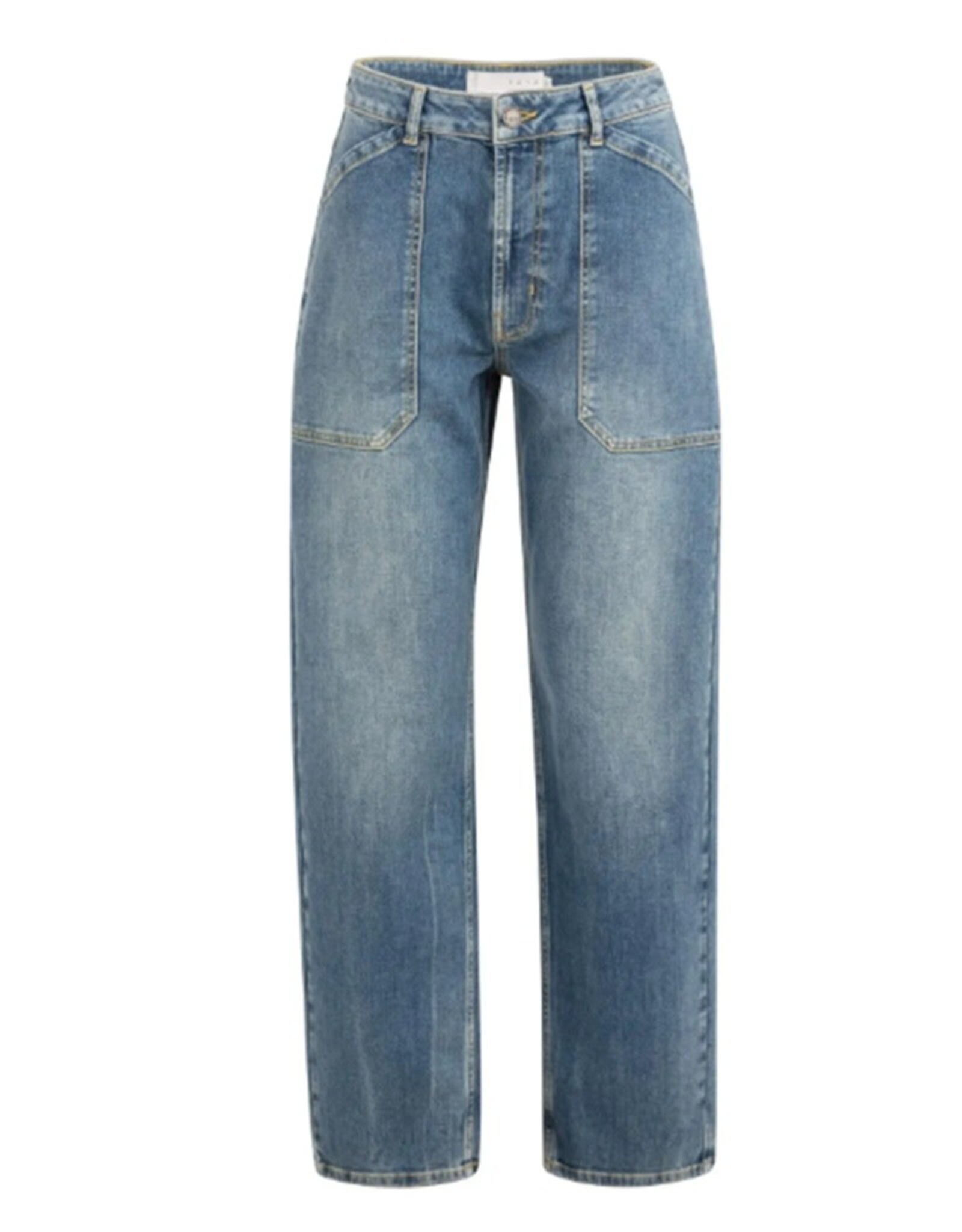 YAYA YAYA Denim cargobroek met laag kruis en wijde pijpen