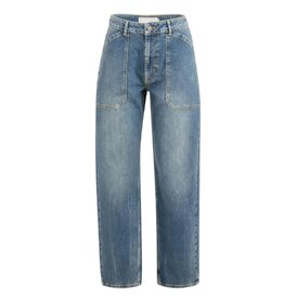 YAYA YAYA Denim cargobroek met laag kruis en wijde pijpen