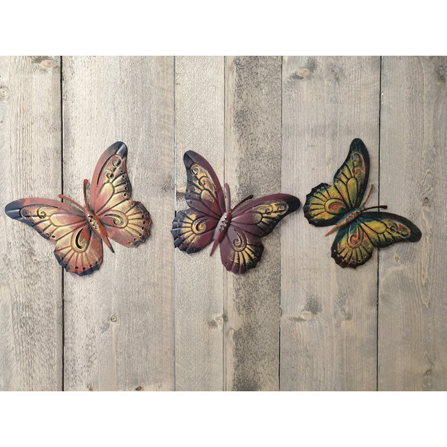 Dream-Garden Vlinder wandhangers set van 3 stuks
