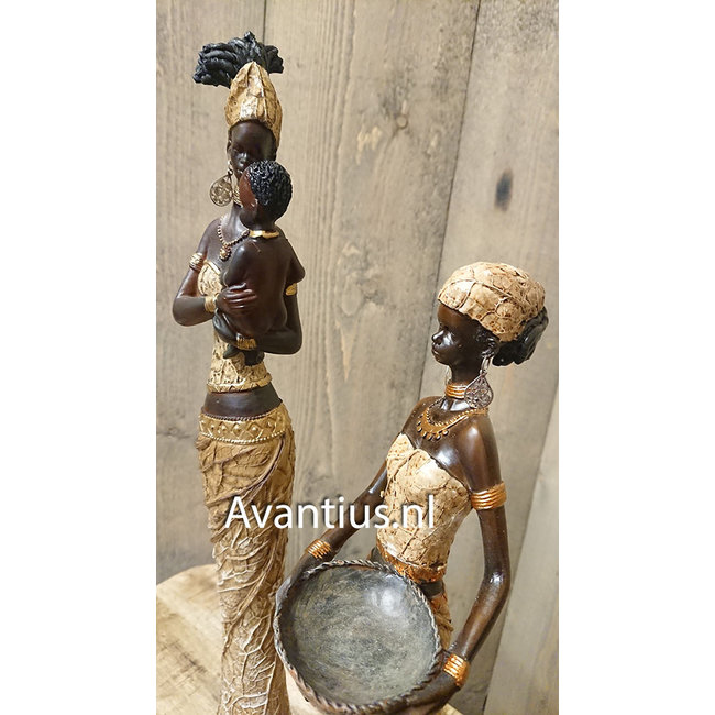 Dream-Living Decoratiebeeld - Afrikaans vrouw met schaal - 38,5cm