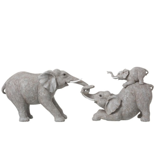Jolipa Decoratiebeeld spelende olifanten - 73 cm