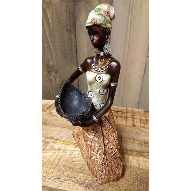 Afrikaanse vrouw met mand - 25cm