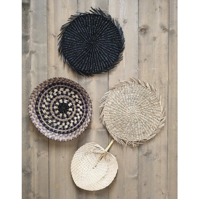 Bali-Dreams Wanddecoratie Zeegras cirkel franjes zwart  38cm
