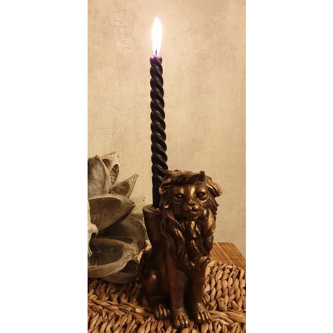 Kandelaar Aiden de leeuw brons polystone-10,5x6,2x15cm-1 stuks