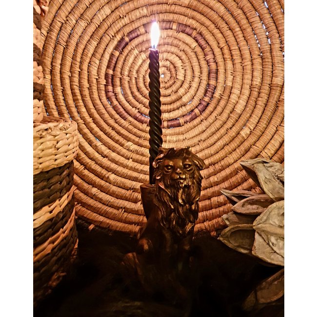 Kandelaar Aiden de leeuw brons polystone-10,5x6,2x15cm-1 stuks