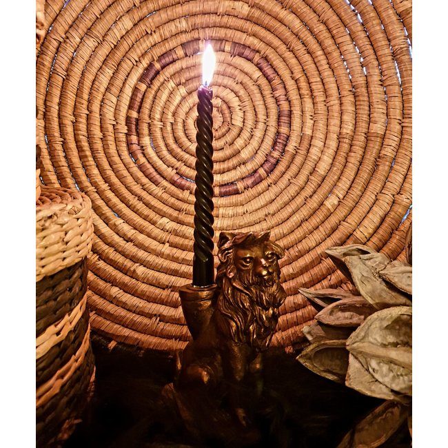 Kandelaar Aiden de leeuw brons polystone-10,5x6,2x15cm-1 stuks