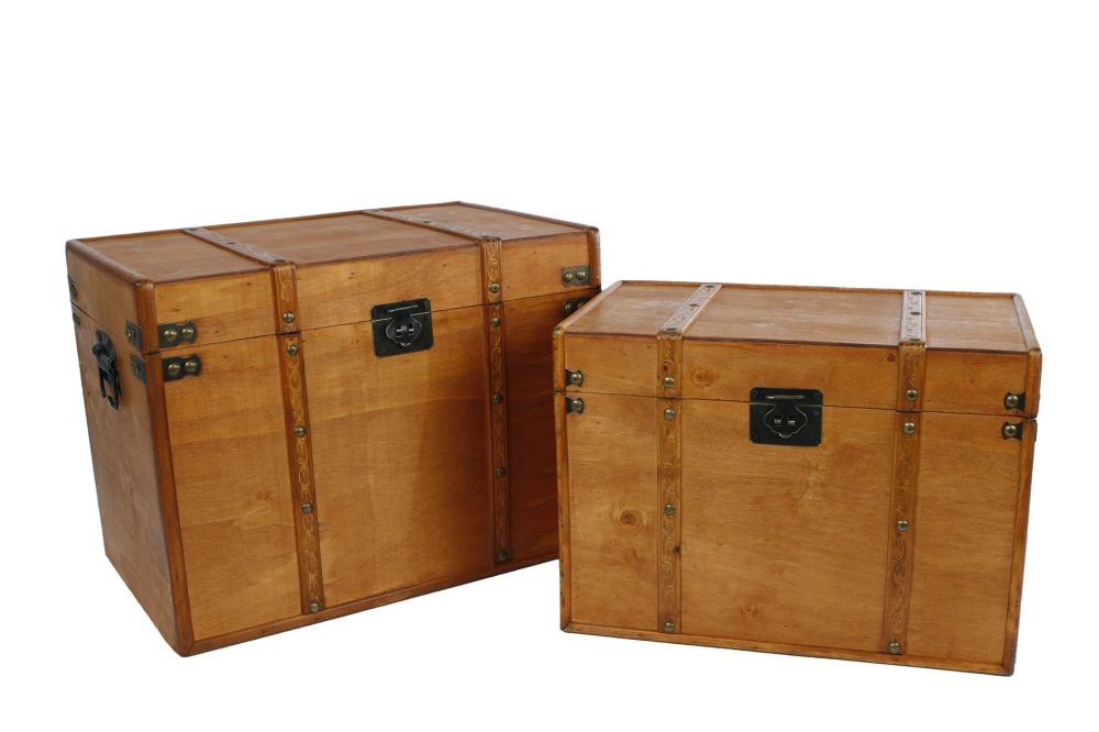 gunstig tarwe Gom Decoratie set Kisten Chris naturel hout-40x26x30cm-2 stuks - Avantius