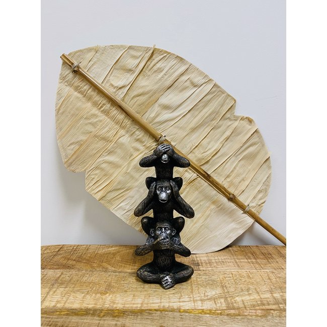 Beeld bronzig metaal apen horen, zien, zwijgen