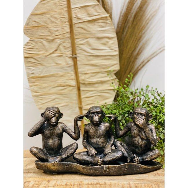 Dream-Living Aapjes horen, zien en zwijgen brons kleur
