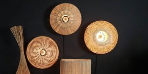 Inspiratie rotan lampen voor aan de muur.