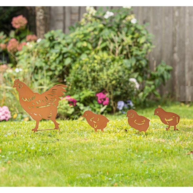 Dream-Living Tuinstekers kip met kuikens-4 stuks