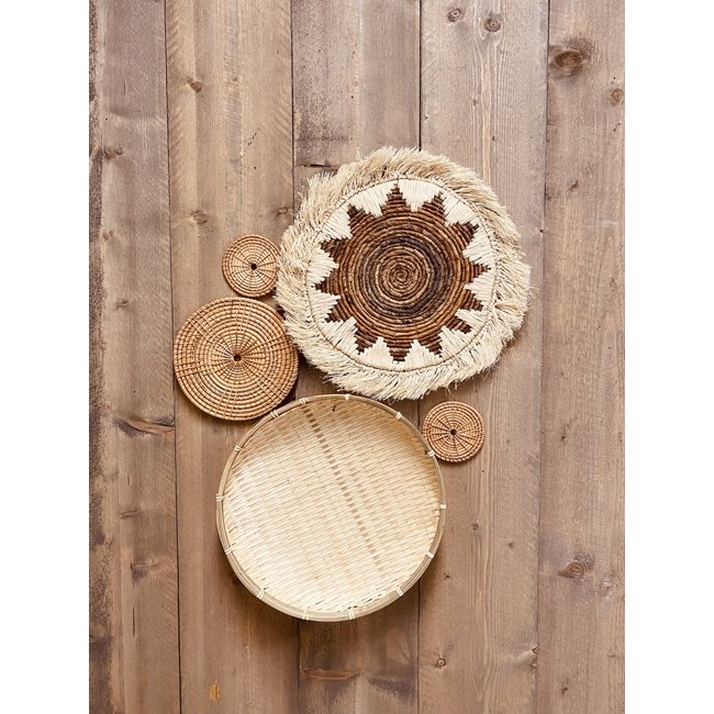 Bali-Dreams Wanddecoratie Bamboe mandje rond naturel Jaimy 30x30x 5 cm