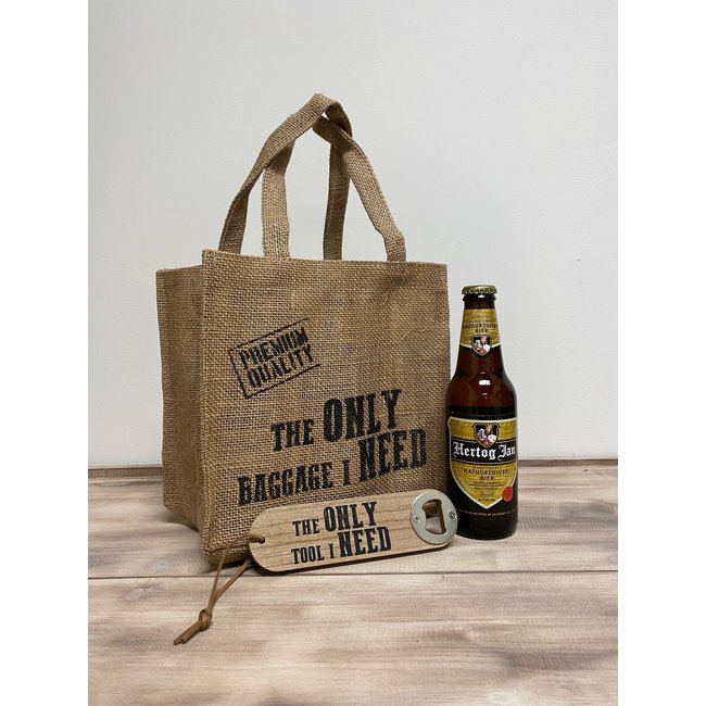 Dream-Living Vaderdag geschenk set met bier tas voor 6 flesjes en flesopener.