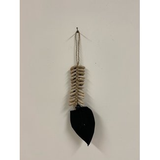 Bali-Dreams Wanddecoratie hanger hart zwart met schelpen