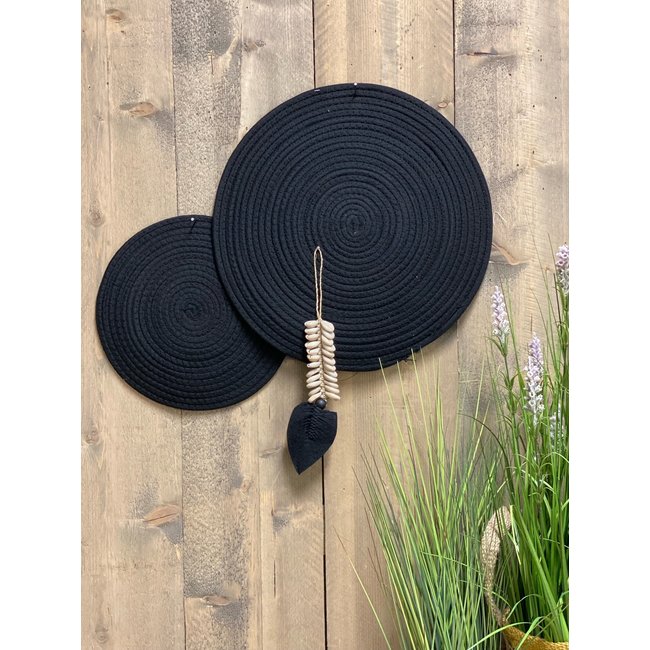 Bali-Dreams Wanddecoratie hanger hart zwart met schelpen