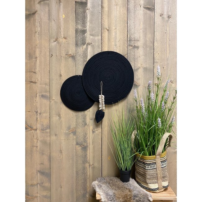 Bali-Dreams Wanddecoratie hanger hart zwart met schelpen