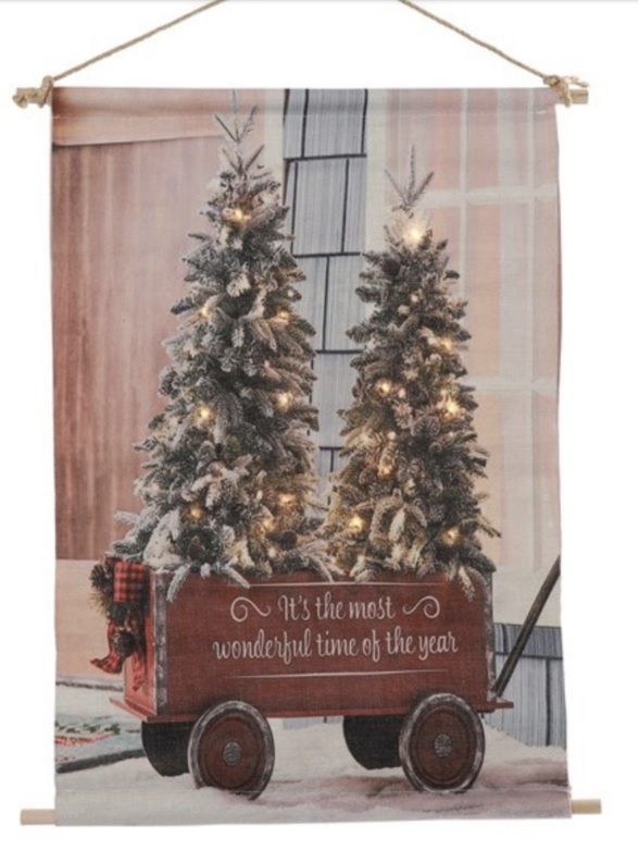 Canvas kerstbomen in Vintage wagen met 66x110 - Avantius