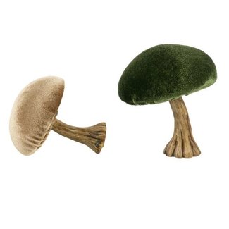 Mars & More Decoratieve fluwelen paddenstoelen groen - beige