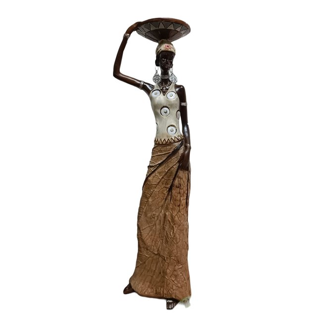 Bali-Dreams Afrikaanse dame met schaal op hoofd 35cm