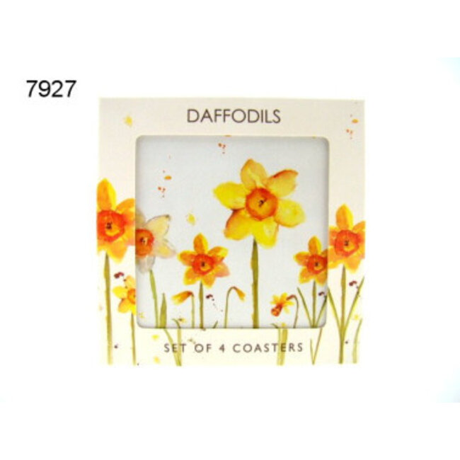 Lesser & Pavey Onderzetters gele narcissen 11x11 cm  4 stuks