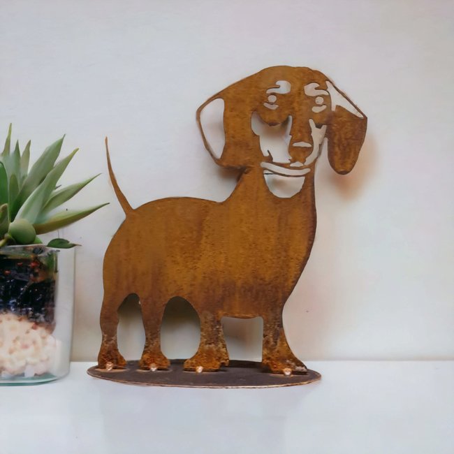 Dream-Garden Tuinbeeld  Takkie de kortharige  teckel 28x 25cm