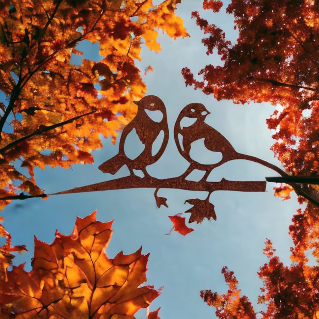 Dream-Garden Tuindecoratie Koolmees koppel met pin  20x36 cm