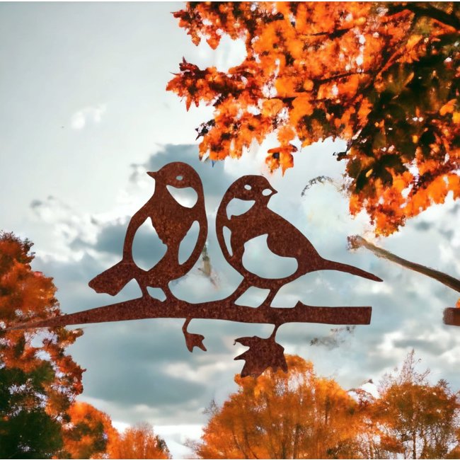 Dream-Garden Tuindecoratie Koolmees koppel met pin  20x36 cm