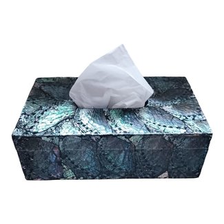 Dream-Living Luxe Tissue box donkere Abalone schelpen 24x12x7cm