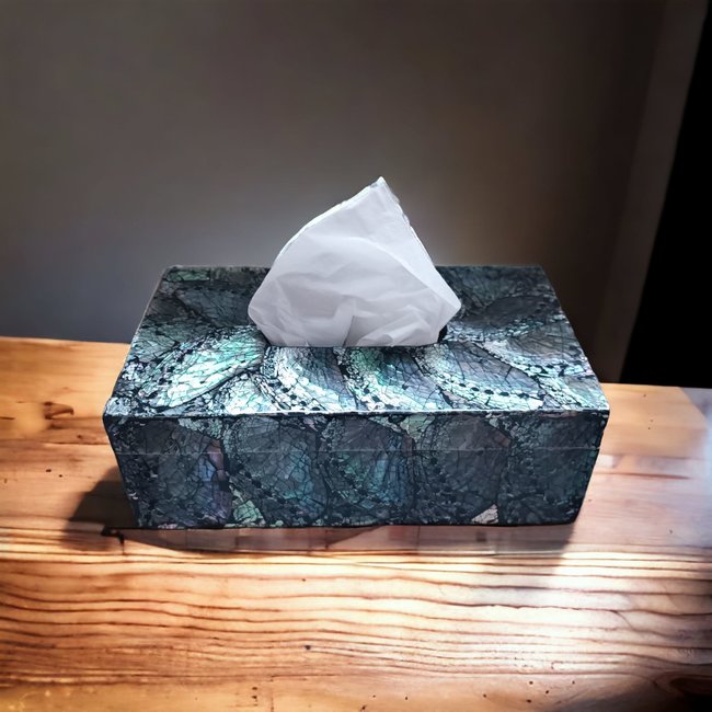 Dream-Living Luxe Tissue box donkere Abalone schelpen 24x12x7cm