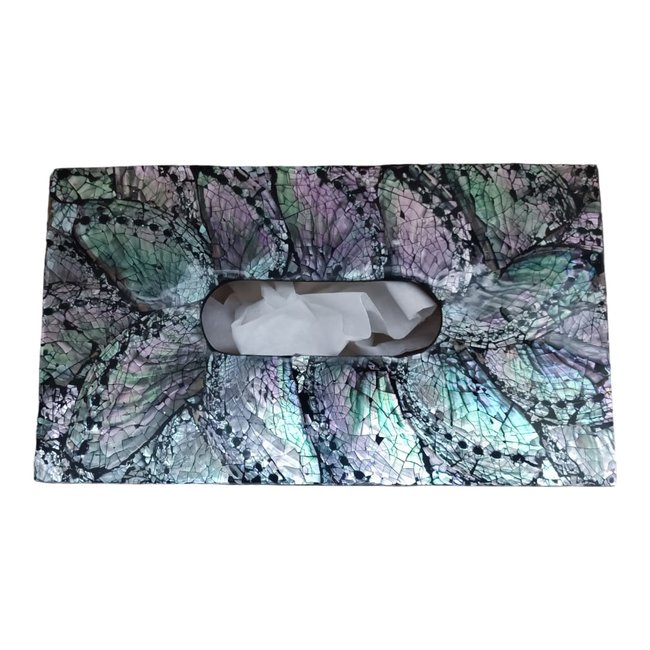 Dream-Living Luxe Tissue box donkere Abalone schelpen 24x12x7cm