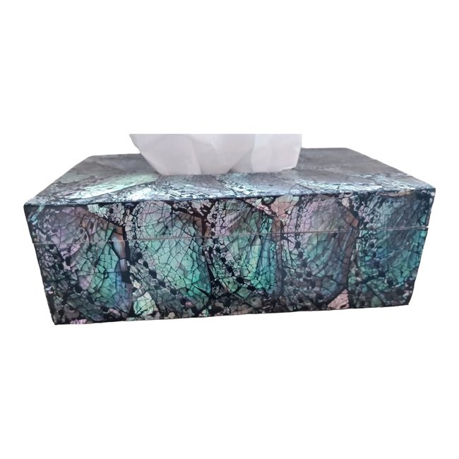 Dream-Living Luxe Tissue box donkere Abalone schelpen 24x12x7cm