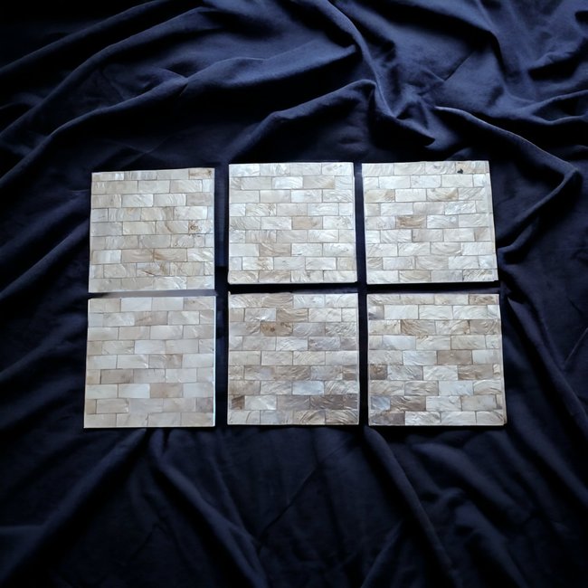 Dream-Living Zes onderzetters Capiz schelpen goud 10x10x1cm