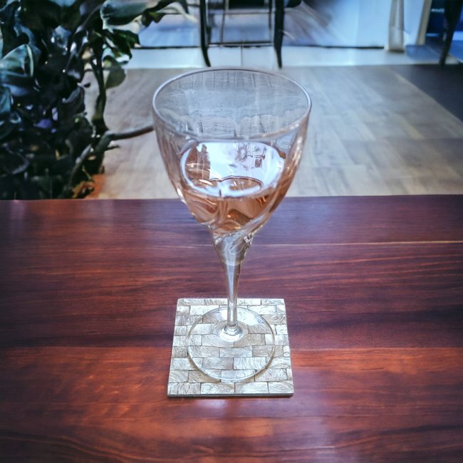 Dream-Living Zes onderzetters Capiz schelpen goud 10x10x1cm