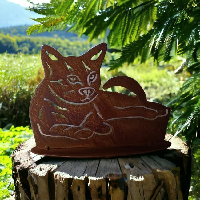 Dream-Garden Decoratie tuinbeeld Kat in mandje -B29 x H22cm