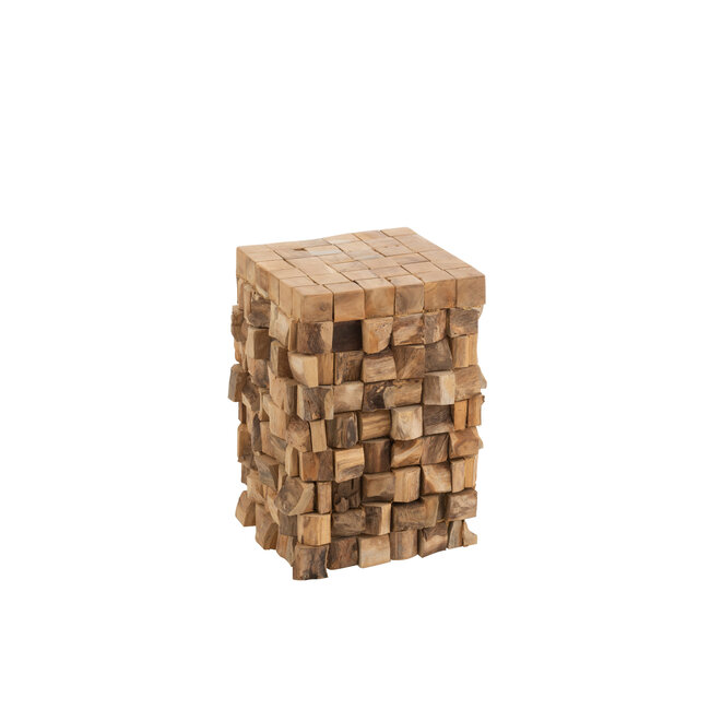 J-Line Bijzettafel/Krukje teak hout 45x30cm