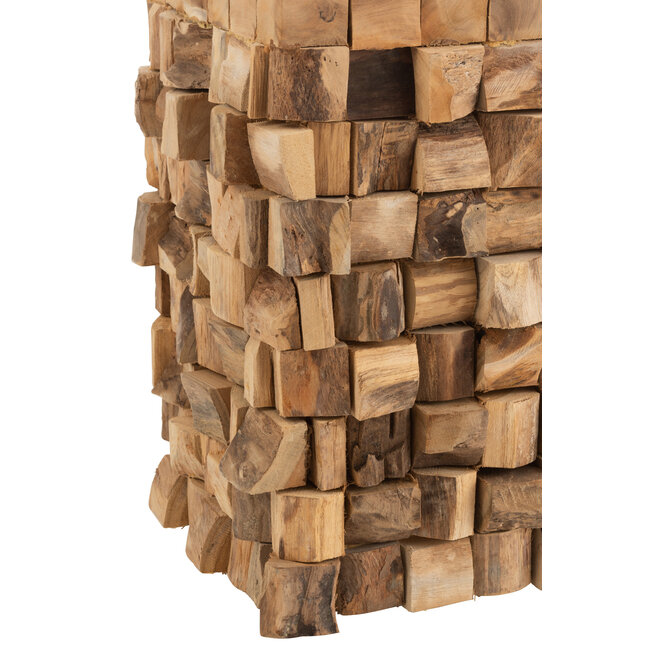 J-Line Bijzettafel/Krukje teak hout 45x30cm