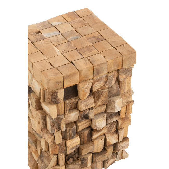 J-Line Bijzettafel/Krukje teak hout 45x30cm