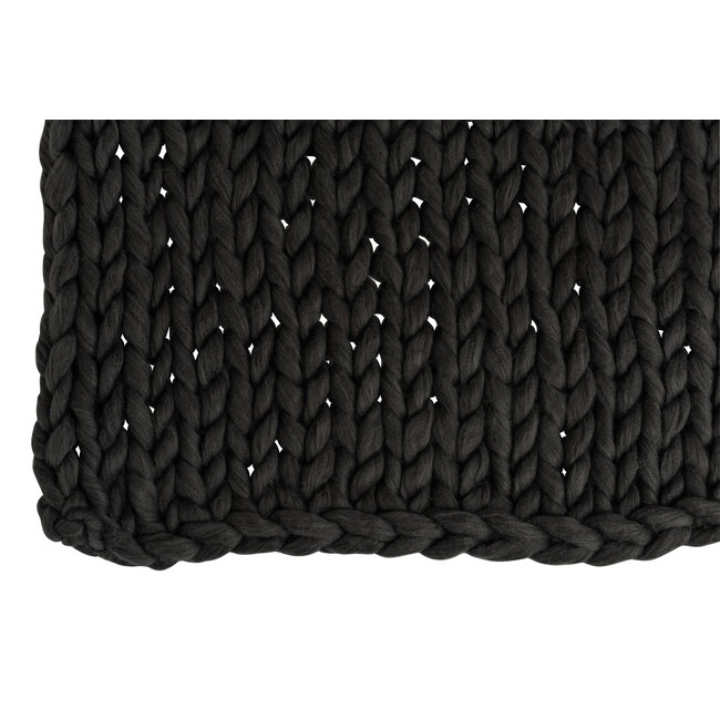 J-Line Gebreide plaid donker grijs 154 x 140 cm