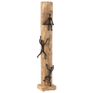 J-Line Beeld Klimmende figuren mango hout  zwart