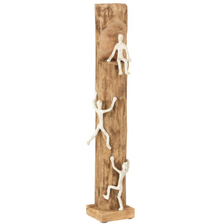 J-Line Klimmende figuren  Mango Hout  Wit 73x16cm