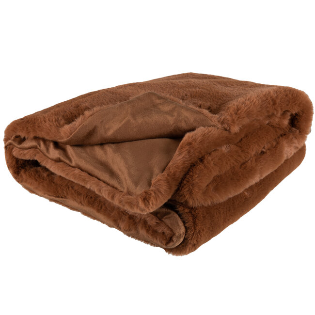 J-Line Plaid licht bruin 180 x 130 cm