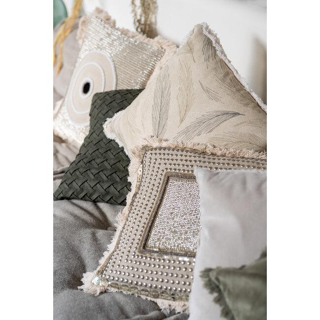 J-Line CUSHION BORD IBIZA COT BEI/WH