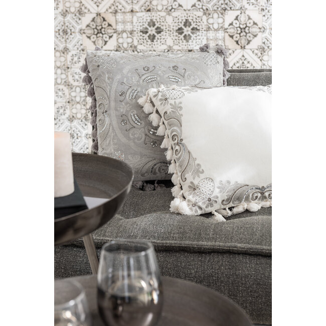 J-Line KUSSEN MAROKKAANS+TAS VELV GRIJS